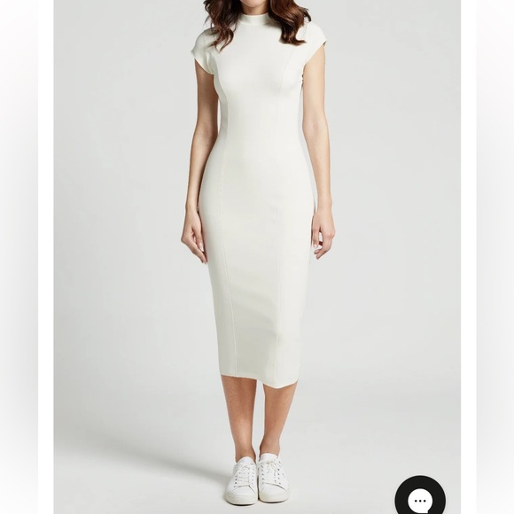 Three Dots Dresses & Skirts - Three Dots Joelle Midi Dress White Women M Sugar Swizzle Stretch New TD008522